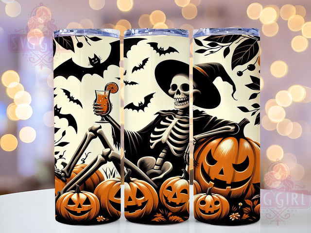 Funny Skeleton Pumpkin Halloween Tumbler, Funny Halloween, Creepy Cute, 20Oz Tumbler Wrap, Sublimation Drinkware, Spooky Humor, Halloween Tumbler Sublimation SvggirlplusArt 