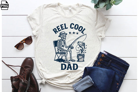 Funny Skeleton Reel Cool Dad Father's Day PNG Printable File Sublimation Creativedesigntee 