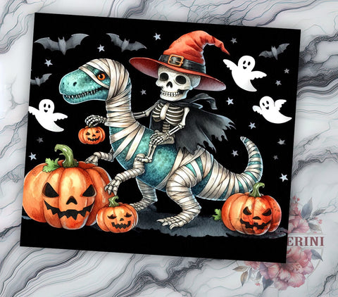 Funny Skeleton Riding Dinosaur 20oz Tumbler Wrap PNG, Halloween Pumpkin Tumbler Png, Straight & Tapered Tumbler Wrap, Instant Digital Download Sublimation Li Zamperini 