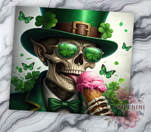 Funny Skeleton St. Patrick's 20oz Tumbler Wrap, Funny Skeleton Design, 20oz Tumbler Sublimation, Humorous St Patricks Design, Quirky Tumbler Wrap, Novelty Gift Idea Sublimation Li Zamperini 