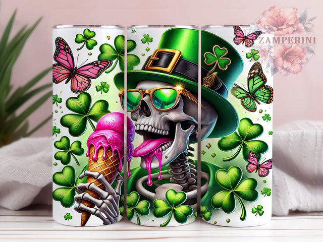 Funny Skeleton St. Patrick's 20oz Tumbler Wrap, Funny Skeleton Design, 20oz Tumbler Sublimation, Humorous St Patricks Design, Quirky Tumbler Wrap, Novelty Gift Idea Sublimation Li Zamperini 