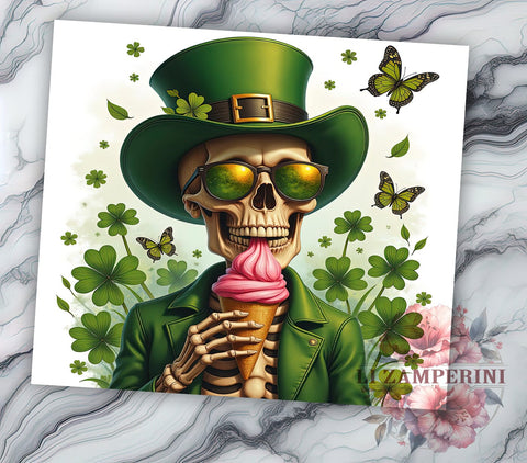 Funny Skeleton St. Patrick's 20oz Tumbler Wrap, Funny Skeleton Design, 20oz Tumbler Sublimation, Humorous St Patricks Design, Quirky Tumbler Wrap, Novelty Gift Idea Sublimation Li Zamperini 