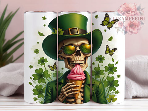 Funny Skeleton St. Patrick's 20oz Tumbler Wrap, Funny Skeleton Design, 20oz Tumbler Sublimation, Humorous St Patricks Design, Quirky Tumbler Wrap, Novelty Gift Idea Sublimation Li Zamperini 
