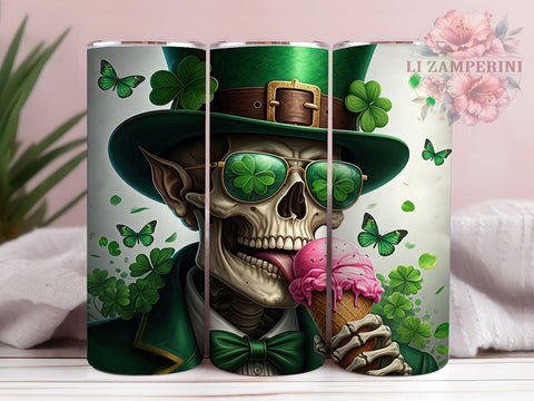 Funny Skeleton St. Patrick's 20oz Tumbler Wrap, Funny Skeleton Design, 20oz Tumbler Sublimation, Humorous St Patricks Design, Quirky Tumbler Wrap, Novelty Gift Idea Sublimation Li Zamperini 
