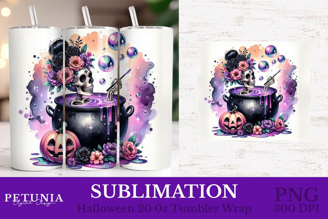 Funny Skeleton Sublimation | Halloween Tumbler Wrap Sublimation Petunia Digital Design 