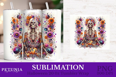 Funny Skeleton Sublimation | Halloween Tumbler Wrap Sublimation Petunia Digital Design 