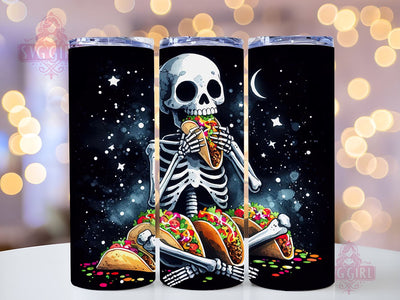 Funny Skeleton Taco 20oz Tumbler Wrap Sublimation Design, Straight Tapered Tumbler Wrap, Mexican Taco Tumbler Png, Instant Digital Download Sublimation SvggirlplusArt 