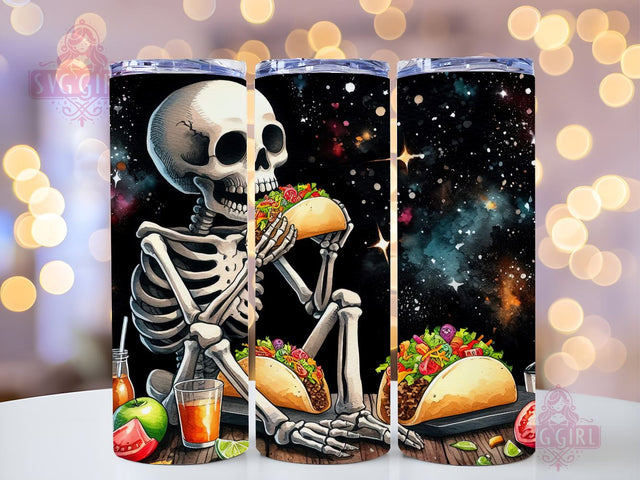 Funny Skeleton Taco 20oz Tumbler Wrap Sublimation Design, Straight Tapered Tumbler Wrap, Mexican Taco Tumbler Png, Instant Digital Download Sublimation SvggirlplusArt 