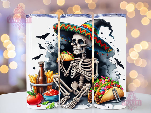 Funny Skeleton Taco 20oz Tumbler Wrap Sublimation Design, Straight Tapered Tumbler Wrap, Mexican Taco Tumbler Png, Instant Digital Download Sublimation SvggirlplusArt 