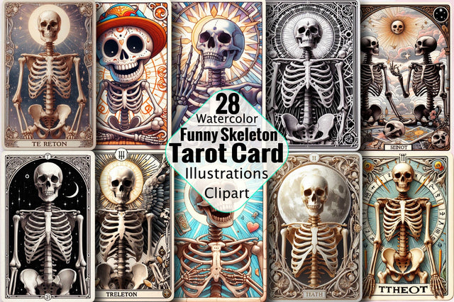 Funny Skeleton Tarot Card Sublimation Clipart Bundle Sublimation SVGArt 