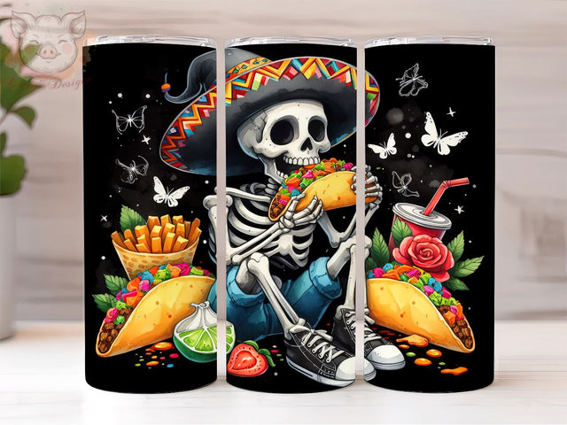 Funny Skeleton The Taco 20oz Tumbler Png, Sublimation Design, Tarot Card Tumbler Png, Digital Download PNG Sublimation Lara' s Designs 