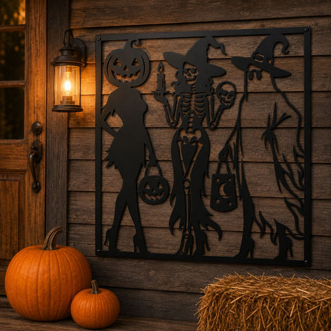 Funny Skeleton Witches Laser SVG | Spooky Halloween DXF | Witch Skeleton Metal Wall Art | Skeleton Plasma Cut File | CNC Halloween Decor SVG HappyDesignStudio 