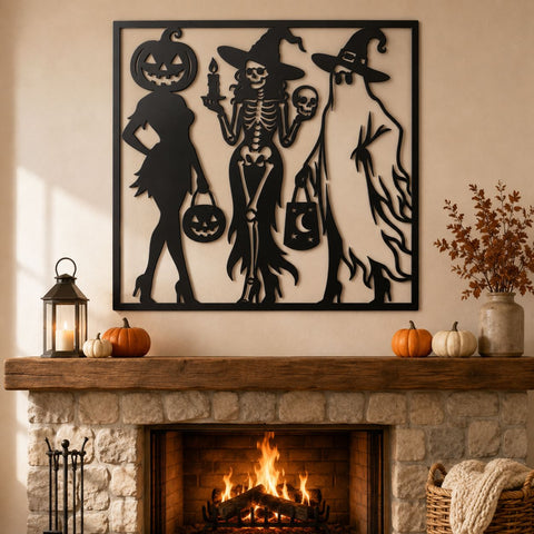 Funny Skeleton Witches Laser SVG | Spooky Halloween DXF | Witch Skeleton Metal Wall Art | Skeleton Plasma Cut File | CNC Halloween Decor SVG HappyDesignStudio 