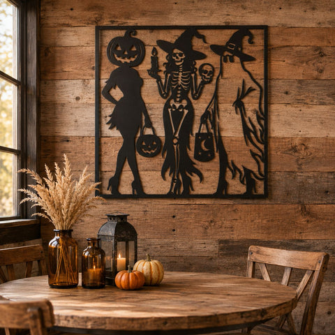 Funny Skeleton Witches Laser SVG | Spooky Halloween DXF | Witch Skeleton Metal Wall Art | Skeleton Plasma Cut File | CNC Halloween Decor SVG HappyDesignStudio 