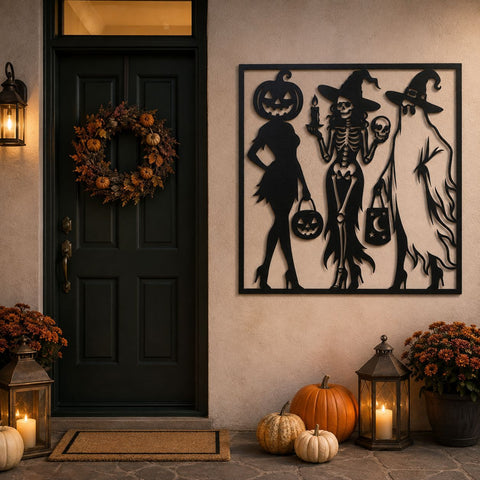 Funny Skeleton Witches Laser SVG | Spooky Halloween DXF | Witch Skeleton Metal Wall Art | Skeleton Plasma Cut File | CNC Halloween Decor SVG HappyDesignStudio 