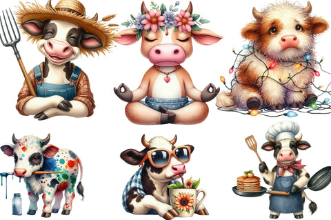 Funny Sketch Quirky Cows Clipart Sublimation SVGista 