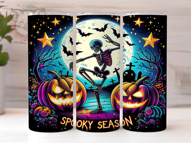 Funny Skull Halloween 20 oz Skinny Tumbler Sublimation Design, Straight & Tapered Tumbler Png, Spooky Season Tumbler Png, Digital Download PNG Sublimation Lara' s Designs 