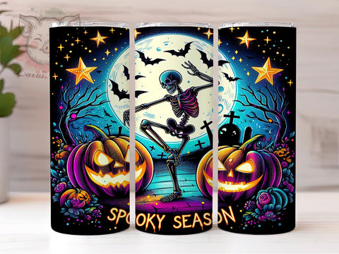 Funny Skull Halloween 20 oz Skinny Tumbler Sublimation Design, Straight & Tapered Tumbler Png, Spooky Season Tumbler Png, Digital Download PNG Sublimation Lara' s Designs 