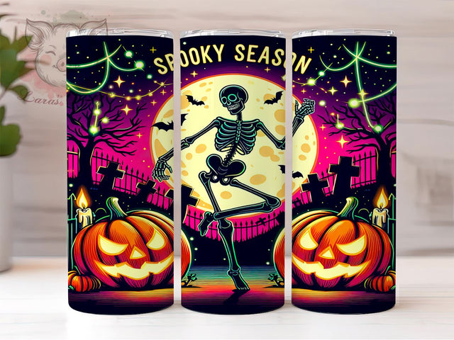 Funny Skull Halloween 20 oz Skinny Tumbler Sublimation Design, Straight & Tapered Tumbler Png, Spooky Season Tumbler Png, Digital Download PNG Sublimation Lara' s Designs 