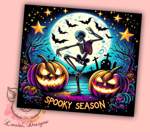 Funny Skull Halloween 20 oz Skinny Tumbler Sublimation Design, Straight & Tapered Tumbler Png, Spooky Season Tumbler Png, Digital Download PNG Sublimation Lara' s Designs 