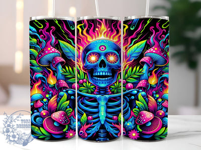Funny Skull Halloween 20oz Skinny Tumbler, Neon Skull Tumbler Png, Straight & Tapered Tumbler Wrap, Instant Digital Download Sublimation ToriDesigns 
