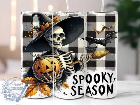 Funny Skull Halloween 20oz Skinny Tumbler PNG, Spooky Season Tumbler Sublimation Wrap, Straight & Tapered Tumbler Wrap, Instant Digital Download Sublimation ToriDesigns 