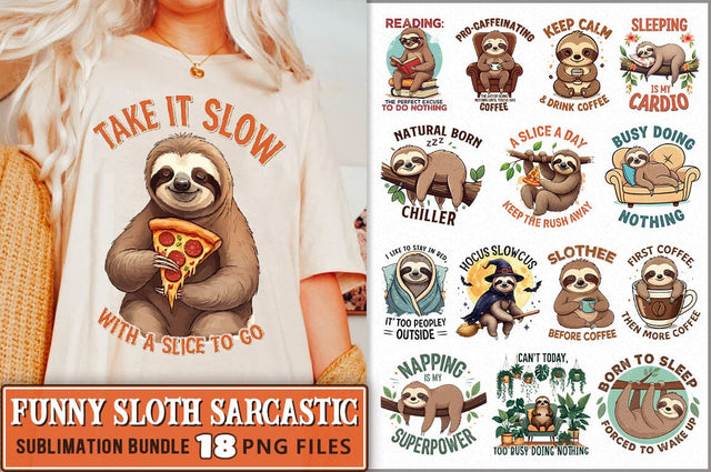Funny Sloth PNG Sublimation Bundle Sublimation Shetara Begum 