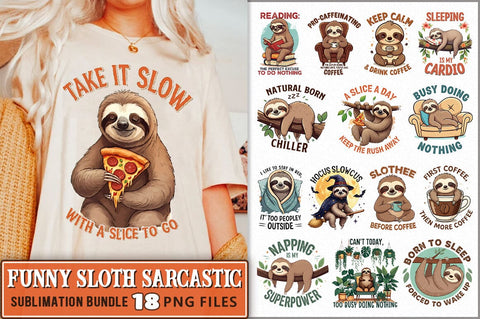 Funny Sloth PNG Sublimation Bundle Sublimation Shetara Begum 