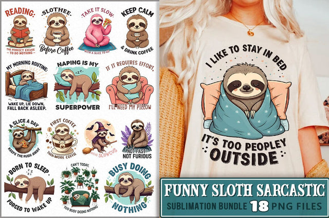 Funny Sloth PNG Sublimation Bundle Sublimation Shetara Begum 