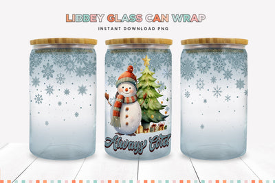 Funny Snowman Christmas Libbey Can Sublimation Wrap Sublimation BijouBay 