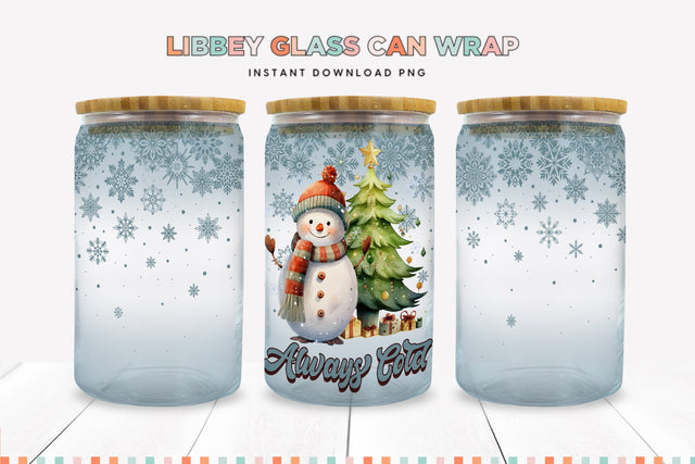 Funny Snowman Christmas Libbey Can Sublimation Wrap Sublimation BijouBay 