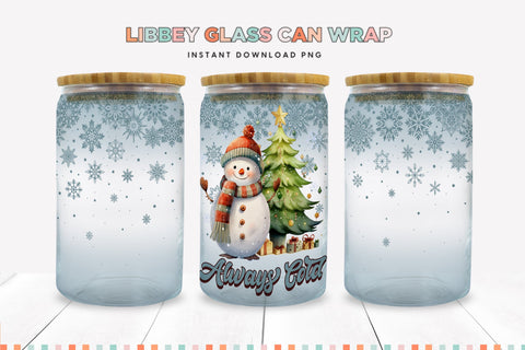 Funny Snowman Christmas Libbey Can Sublimation Wrap Sublimation BijouBay 