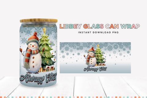 Funny Snowman Christmas Libbey Can Sublimation Wrap Sublimation BijouBay 