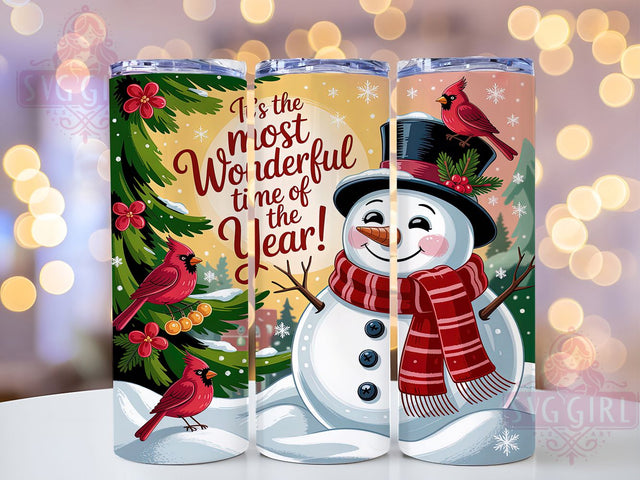 Funny Snowman Christmas Tumbler, Christmas Tree Art, Most Wonderful Time, 20Oz Wrap Design, Christmas Sublimation, Holiday Snowman Design, Festive Winter Art Sublimation SvggirlplusArt 