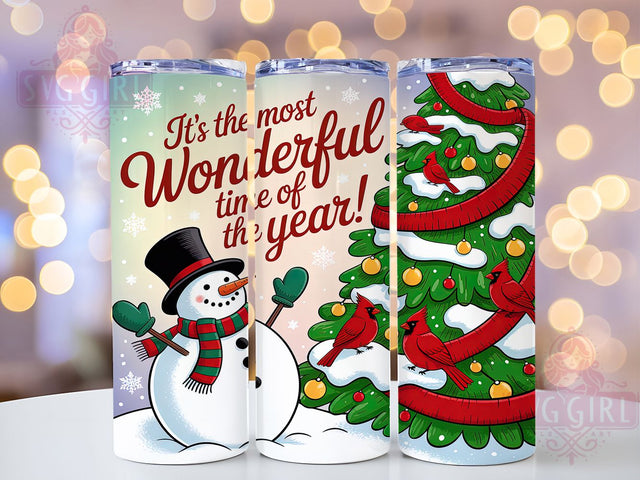 Funny Snowman Christmas Tumbler, Christmas Tree Art, Most Wonderful Time, 20Oz Wrap Design, Christmas Sublimation, Holiday Snowman Design, Festive Winter Art Sublimation SvggirlplusArt 