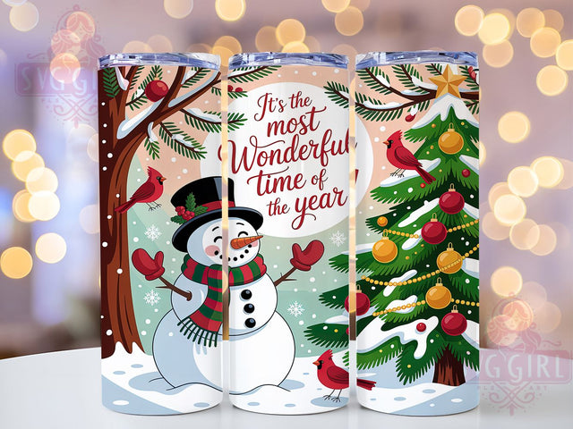 Funny Snowman Christmas Tumbler, Christmas Tree Art, Most Wonderful Time, 20Oz Wrap Design, Christmas Sublimation, Holiday Snowman Design, Festive Winter Art Sublimation SvggirlplusArt 