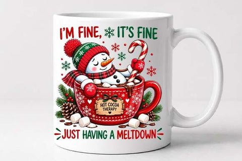 Funny Snowman Hot Cocoa Christmas PNG SVG BillahCrafts 