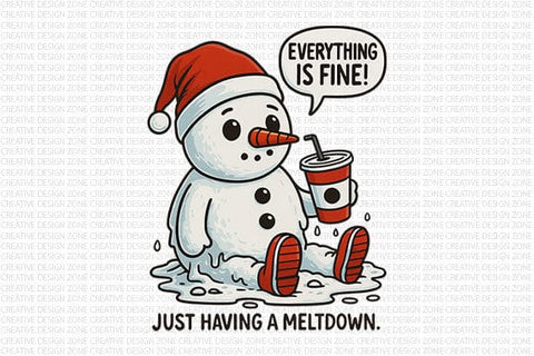 Funny Snowman Meltdown PNG SVG BillahCrafts 