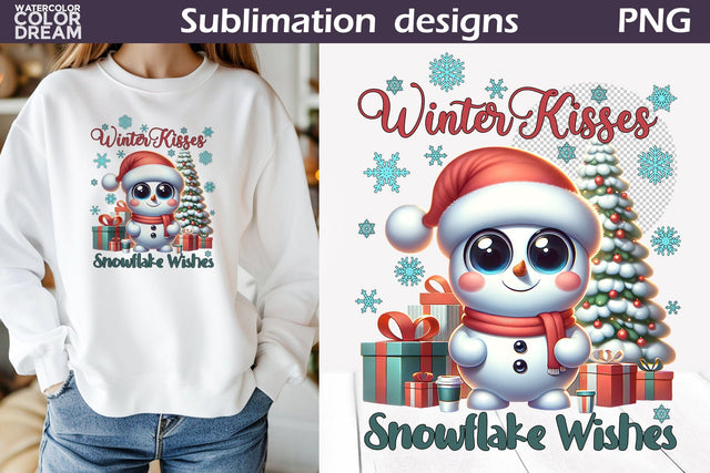 Funny Snowman Sublimation Design | Winter Quote T Shirt Sublimation WatercolorColorDream 