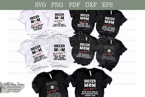 Funny Soccer Mom Sayings Bundle | 10 Digital Designs | PNG SVG EPS DXF PDF | Game Day Cut Files SVG Willow Paige Farms 
