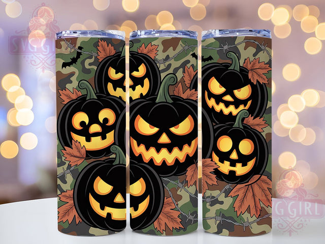 Funny Spooky Camo Pumpkin Tumbler, Funny Halloween Wrap, 20oz Tumbler Sublimation, Jack-O'-Lantern Humor Design, Spooky Camo Tumbler, Goofy Pumpkin Wrap, Halloween Camouflage Sublimation Sublimation SvggirlplusArt 