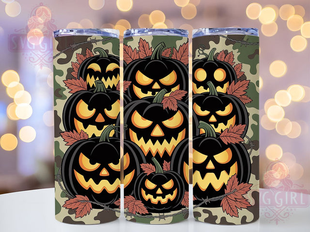 Funny Spooky Camo Pumpkin Tumbler, Funny Halloween Wrap, 20oz Tumbler Sublimation, Jack-O'-Lantern Humor Design, Spooky Camo Tumbler, Goofy Pumpkin Wrap, Halloween Camouflage Sublimation Sublimation SvggirlplusArt 