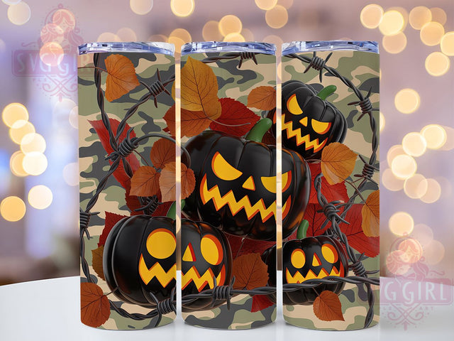 Funny Spooky Camo Pumpkin Tumbler, Funny Halloween Wrap, 20oz Tumbler Sublimation, Jack-O'-Lantern Humor Design, Spooky Camo Tumbler, Goofy Pumpkin Wrap, Halloween Camouflage Sublimation Sublimation SvggirlplusArt 
