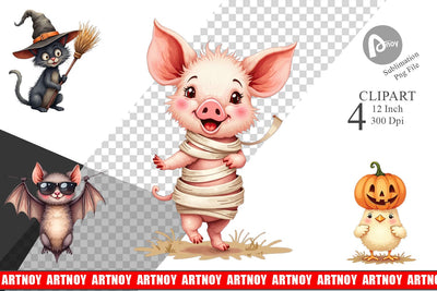 Funny Spooky Faces Clipart Sublimation artnoy 