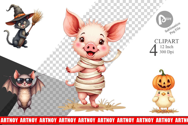 Funny Spooky Faces Clipart Sublimation artnoy 