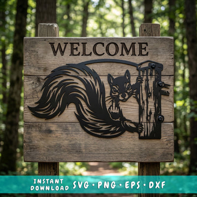 Funny Squirrel Laser SVG | Peeking Squirrel DXF File | Middle Finger Squirrel Metal Art | Plasma CNC Laser Cut File | Rustic Woodland Decor SVG HappyDesignStudio 
