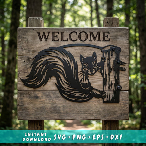 Funny Squirrel Laser SVG | Peeking Squirrel DXF File | Middle Finger Squirrel Metal Art | Plasma CNC Laser Cut File | Rustic Woodland Decor SVG HappyDesignStudio 