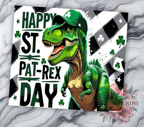 Funny St. Patrick's Day Dinosaur Tumbler, St. Patrick's Day, Pat-Rex Tumbler, Dinosaur Gift, 20oz Sublimation, Funny St. Pat's, Irish Dinosaur, Holiday Tumbler Sublimation Li Zamperini 