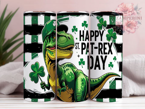 Funny St. Patrick's Day Dinosaur Tumbler, St. Patrick's Day, Pat-Rex Tumbler, Dinosaur Gift, 20oz Sublimation, Funny St. Pat's, Irish Dinosaur, Holiday Tumbler Sublimation Li Zamperini 