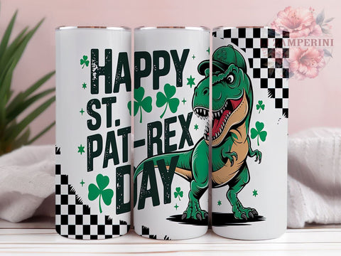 Funny St. Patrick's Day Dinosaur Tumbler, St. Patrick's Day, Pat-Rex Tumbler, Dinosaur Gift, 20oz Sublimation, Funny St. Pat's, Irish Dinosaur, Holiday Tumbler Sublimation Li Zamperini 